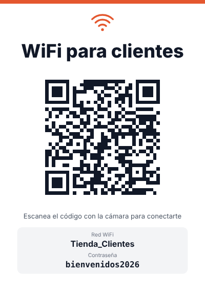Plantilla de cartel WiFi con QR para tiendas y comercios